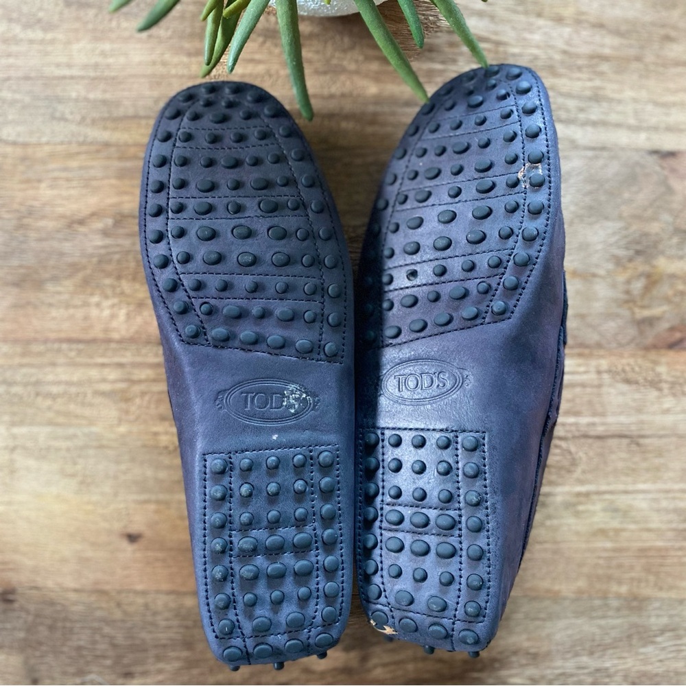 TOD’S - Navy Suede Driver Loafers + Box - Picture 10 of 16